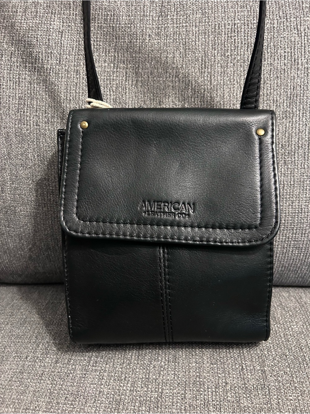 American Leather Co. Black Leather Crossbody Bag New With Tags
